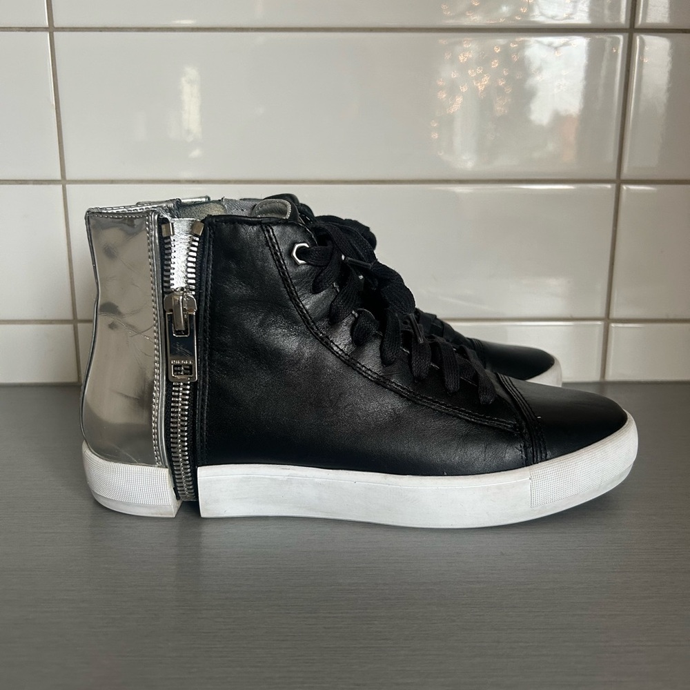 Diesel Nentish Black and Silver High-Top Sneakers with Zipper